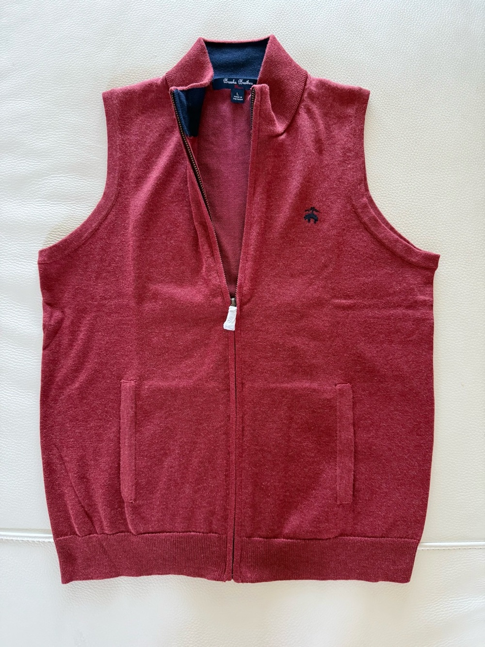 Brooks Brothers Men's Rust Orange Full-Zip Sleeveless Sweater Vest
